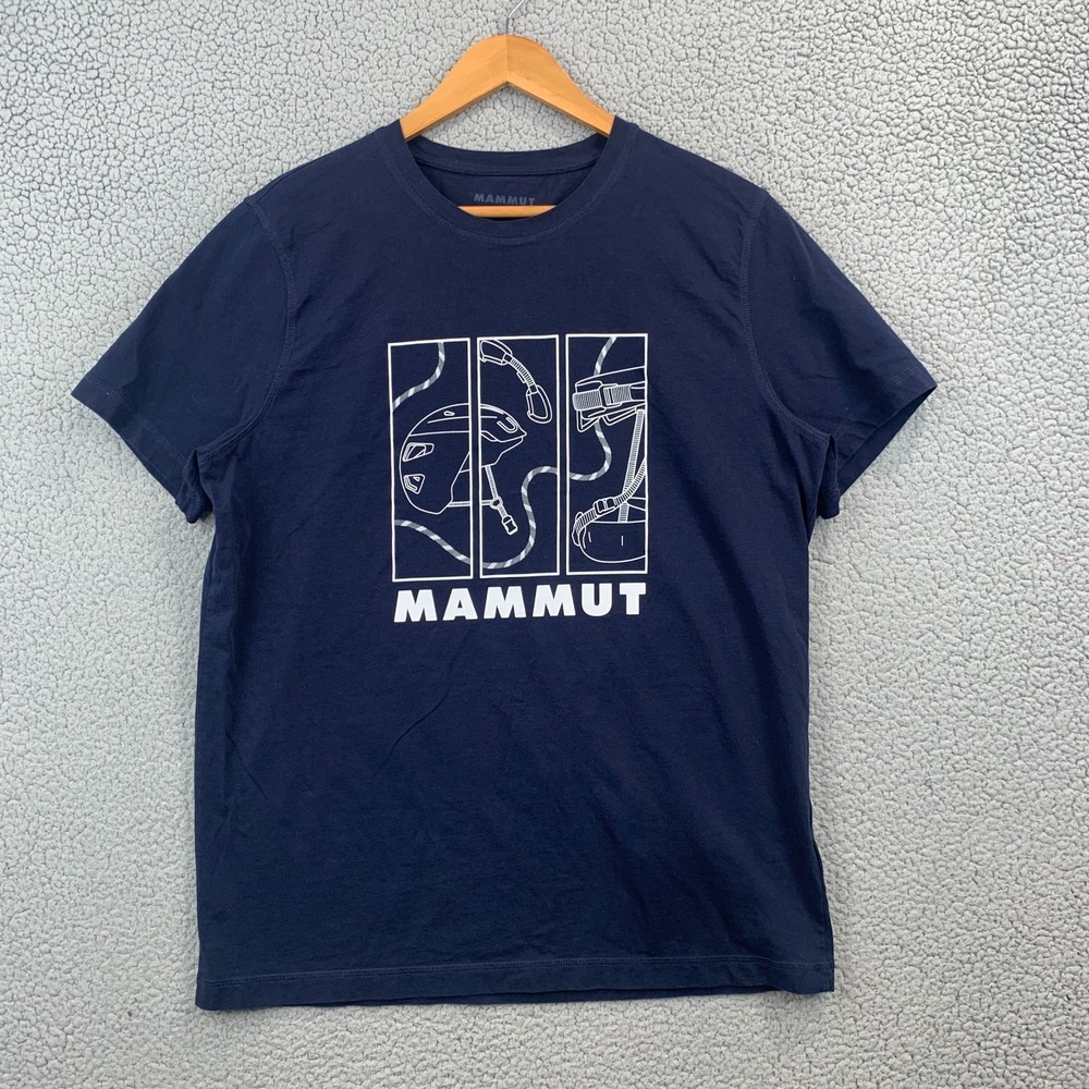 Mammut Outdoor Men's Hiking T-Shirt Short Sleeve Size XL Blue Cycling Graphic
